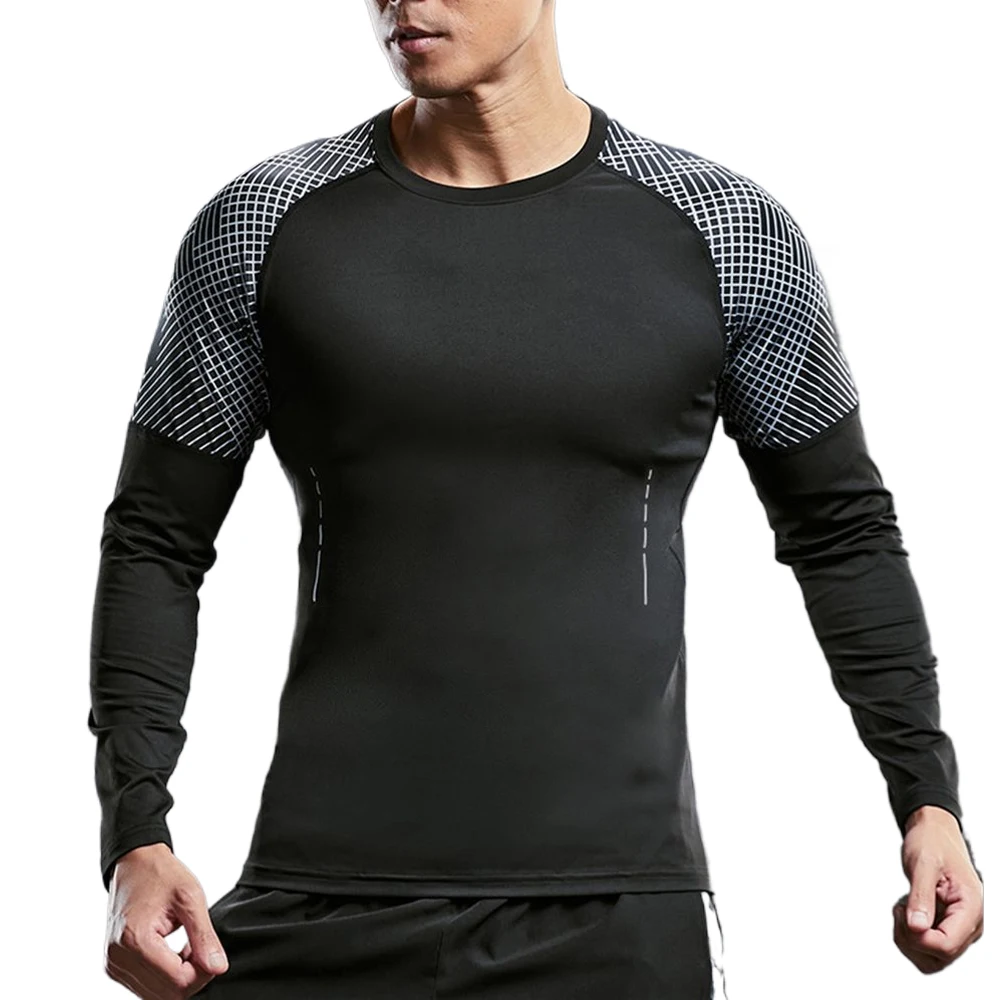 

Reflective Long Sleeve Shirt Running Man Dry Fit Sportswear First Layer Gym Fitness Compression Cloth Cool Fashion Muscle Tops