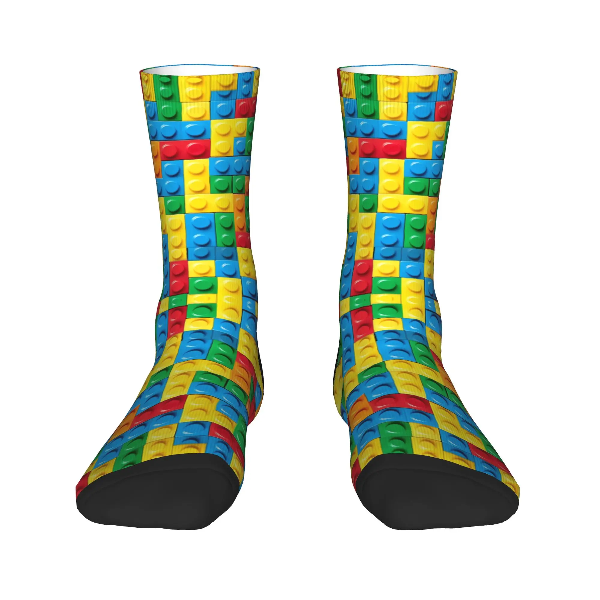Couple Socks Bold Brick Print Colorful Building Blocks  Stockings Non Slip Warm Soft Socks Spring Korean Design Climbing Socks