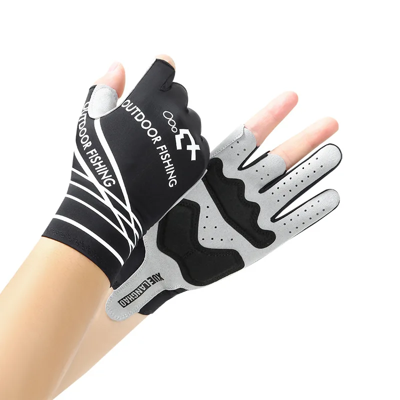 

Fishing gloves Luya sunscreen anti-skid anti-stab anti-cut dew three and a half fingers season fishing equipment ice wire