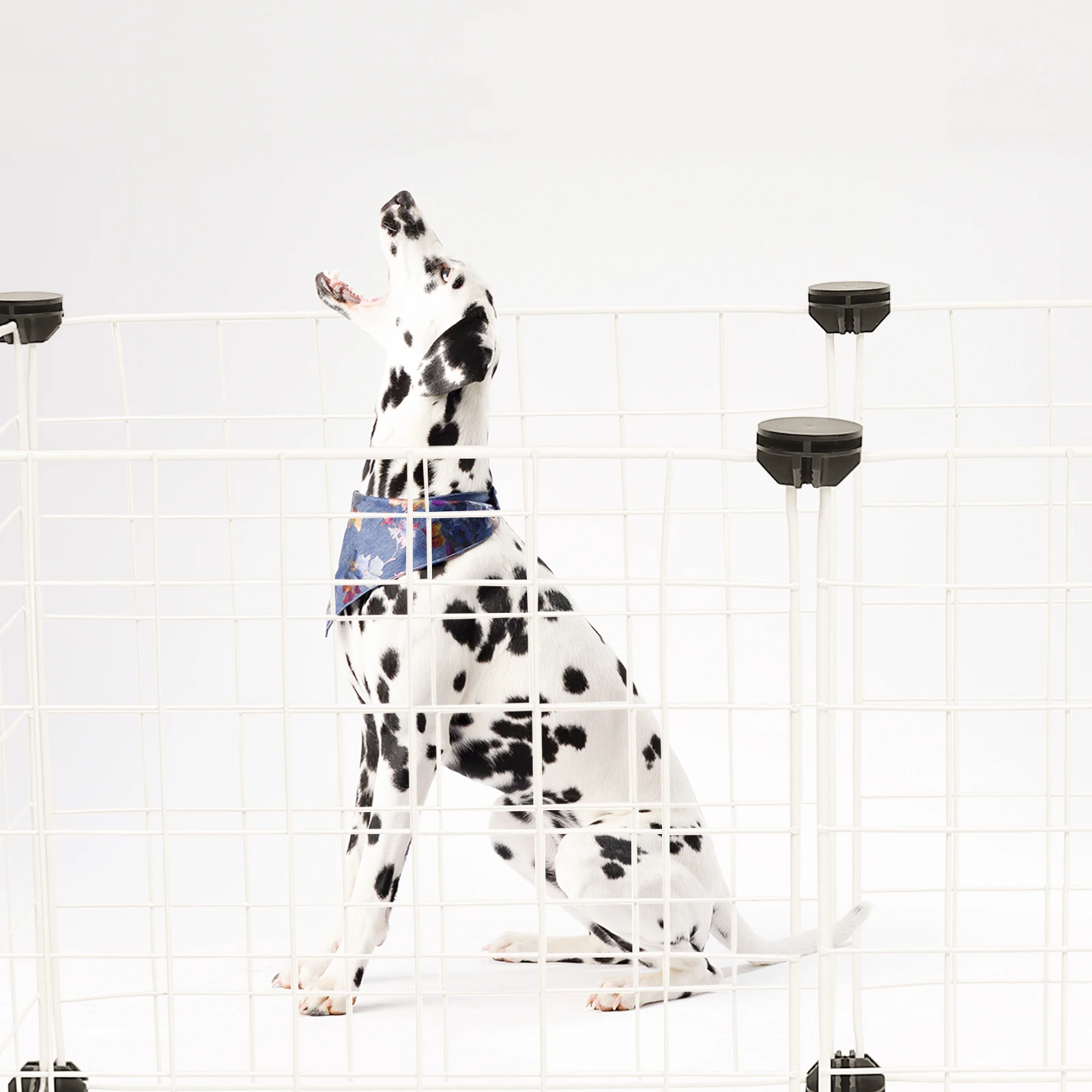 

1 Set Pet Cage Metal Wire Crate Cat Playpen Diy Assemble Dog Fence Durable Hollow Design Easy Install With 12 Fixing Buckles