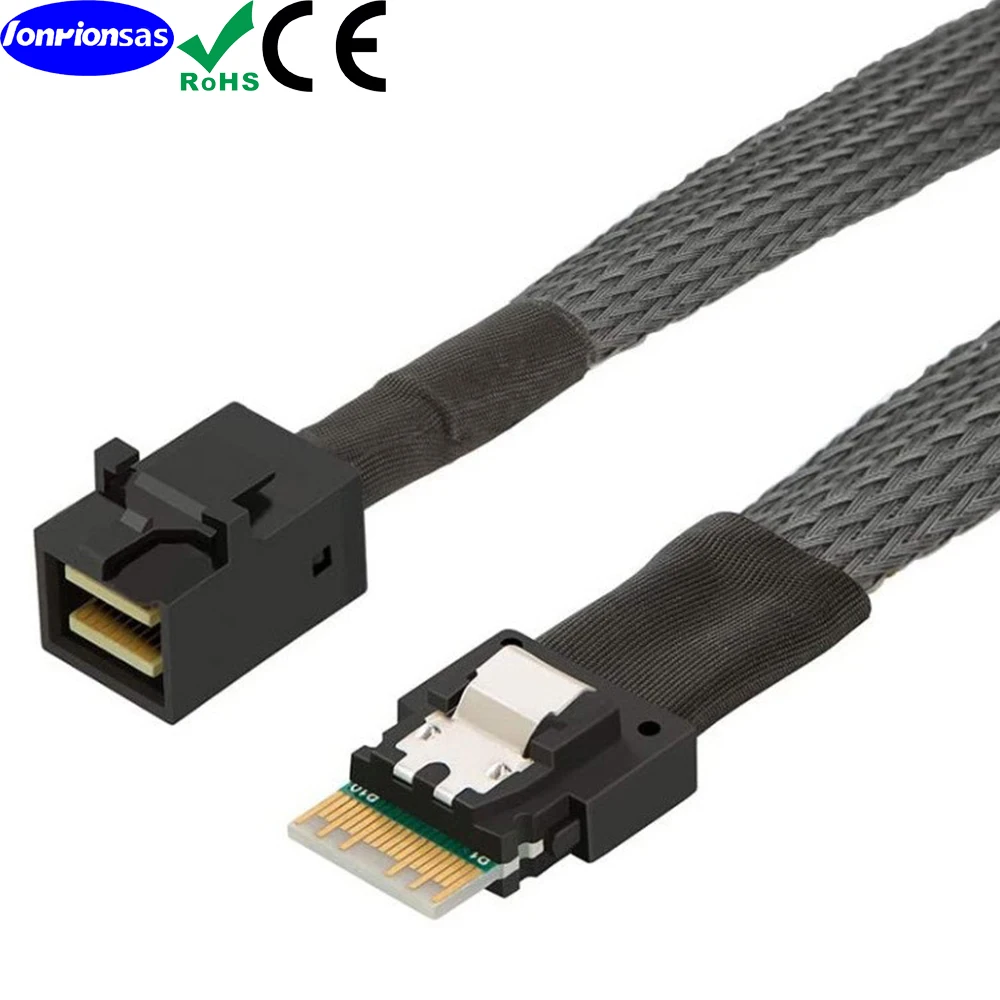 

LONRIONSAS#PCIE4.0 Slimline SAS 4.0 SFF-8654 4i 38pin Host to HD Mini SAS 4i SFF-8643 36pin Target Cable