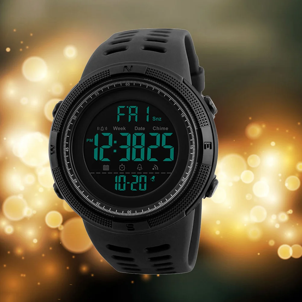 

Black Digital Student Watch Waterproof Electronic Pc Stainless Steel Bracelet Accurate Timekeeping Outdoor Indoor Fashion