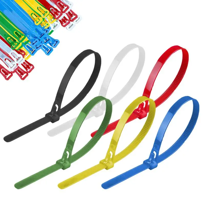 セルフロック式ナイロンケーブルタイ,バックル,留め具,カラー,取り外し可能,ジッパー,100個