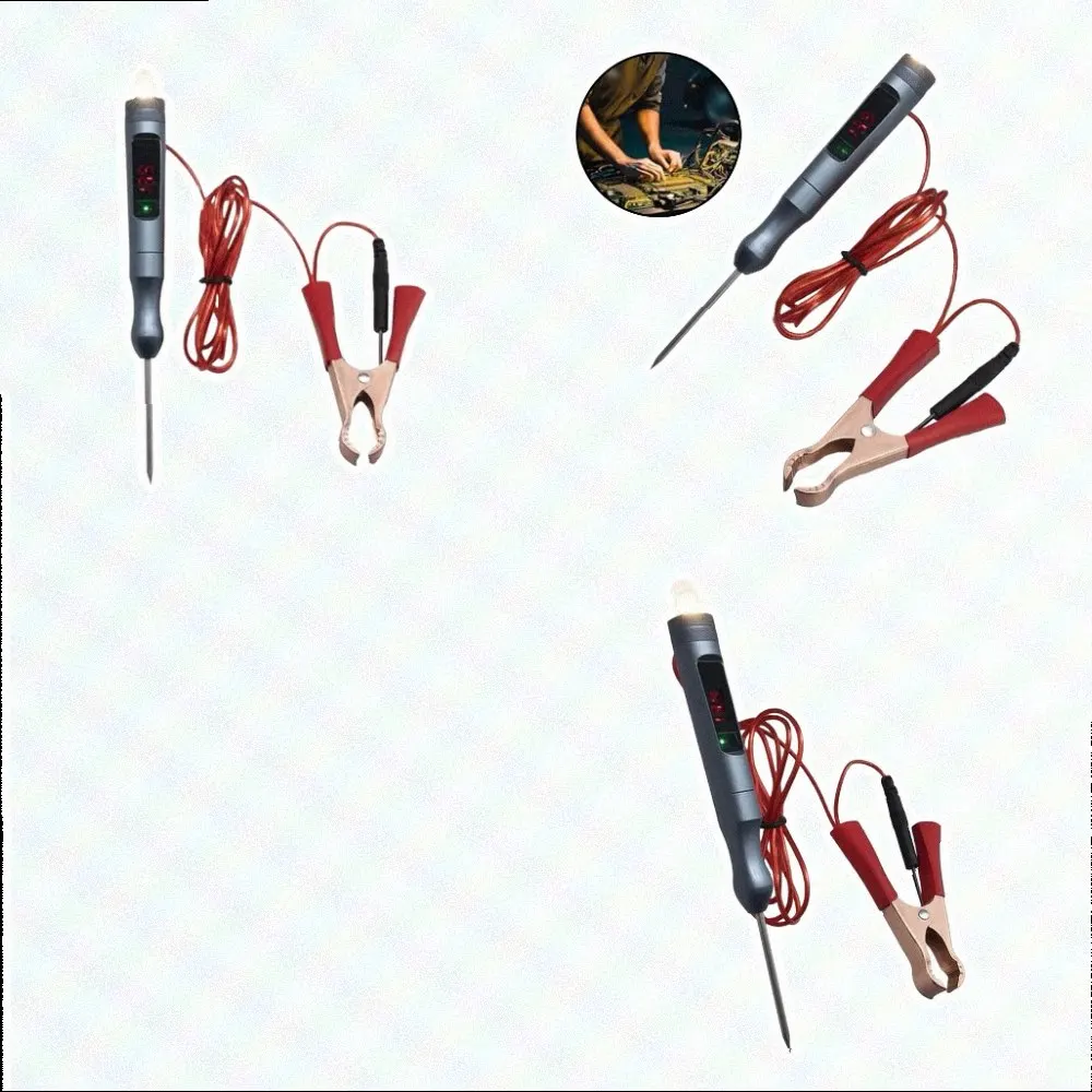 Car Test Light for Electrical System Troubleshooting Featuring Load-Simulating Bulb and Polarity-Aware Display for 5V-45V DC