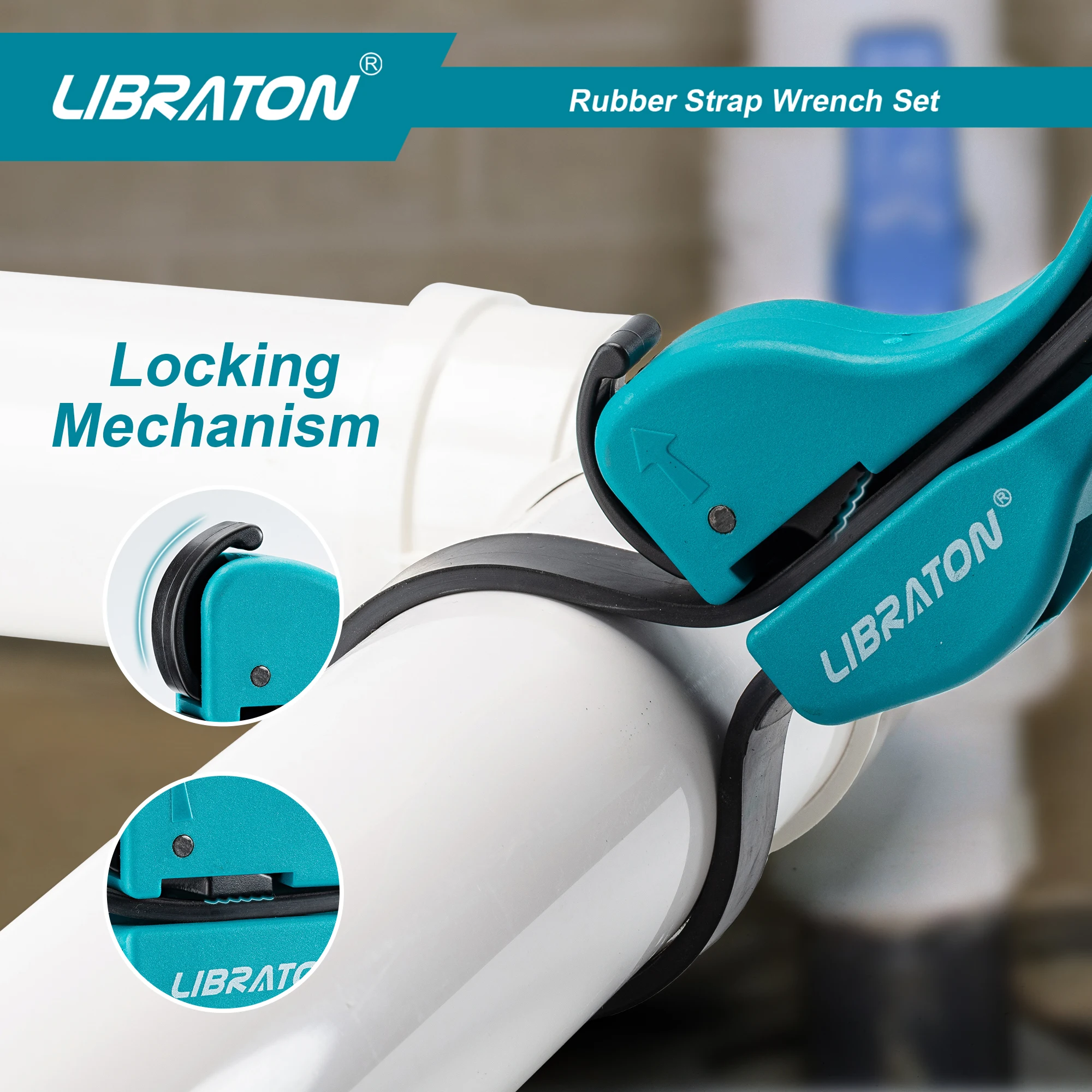 LIBRATON Strap Wrench 1PC, 190mm Universal Rubber Strap Wrench, Multifunctional Adjustable Wrench Tool from 38mm to 150mm