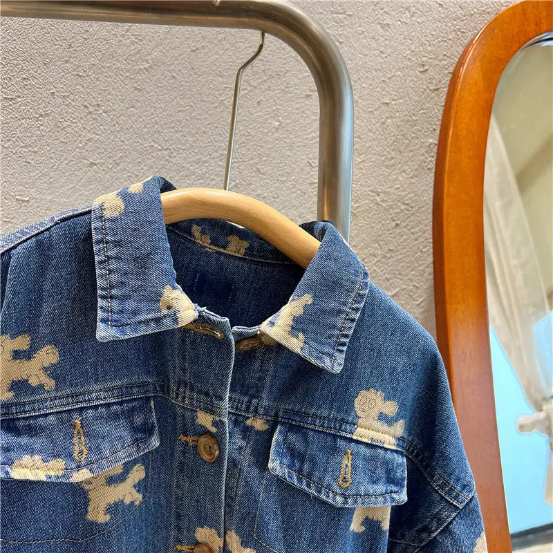 Children\'s Clothing Set Spring and Autumn New Fashionable Boy And Girl Denim Jacke Jeans 2 Piece Set Kids Baby Korean Casual Set