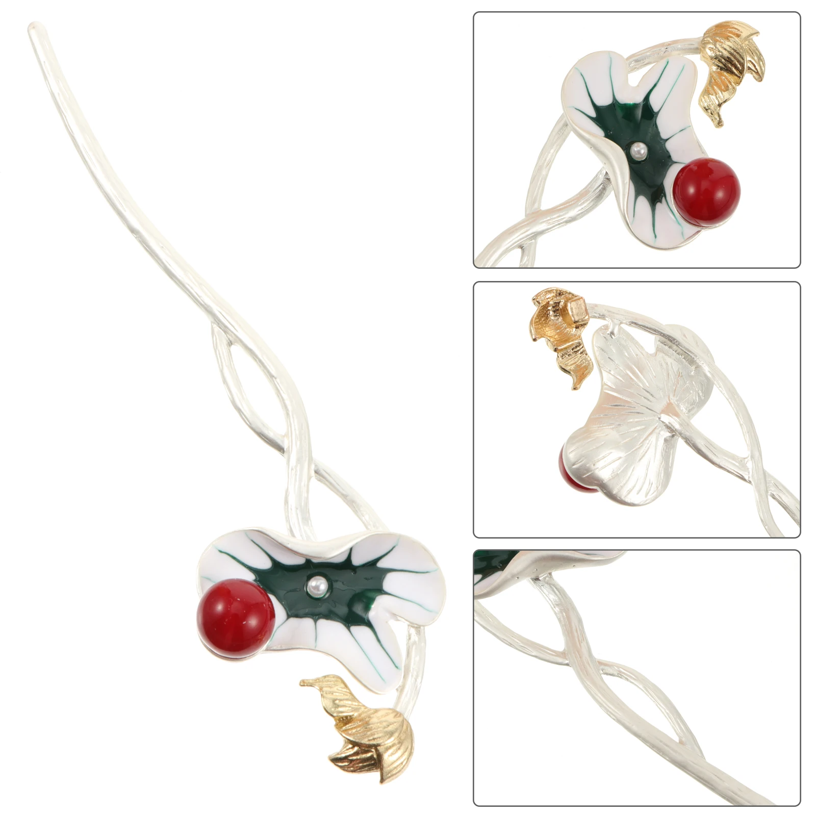 

Lotus Flower Hair Stick Vintage Women Hairpin Elegant Retro Hairstyle Accessory Durable Long Lasting Use DIY Hair Tool