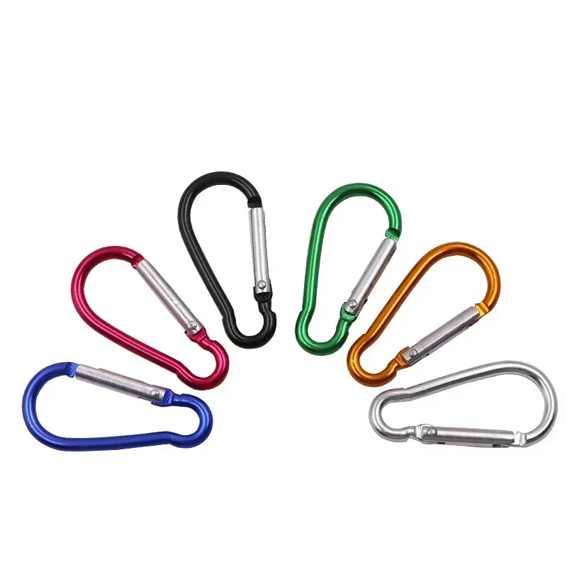 5 Pcs Aluminum Snap Carabiner D-Ring Key Chain Clip Keychain Hiking Camp Mountaineering Hook Climbing Accessories GYH