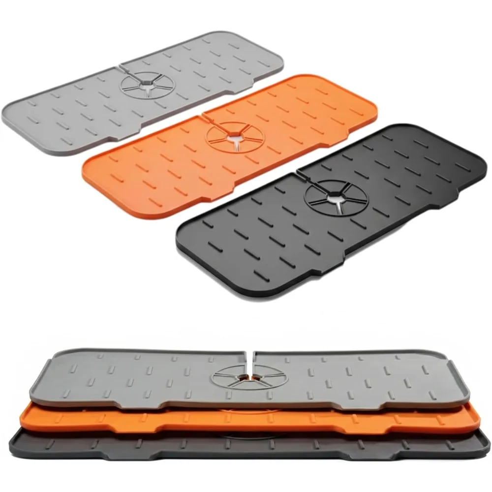 3-Pack Silicone Faucet Mat for Kitchen Sink | 14.57 x 5.51