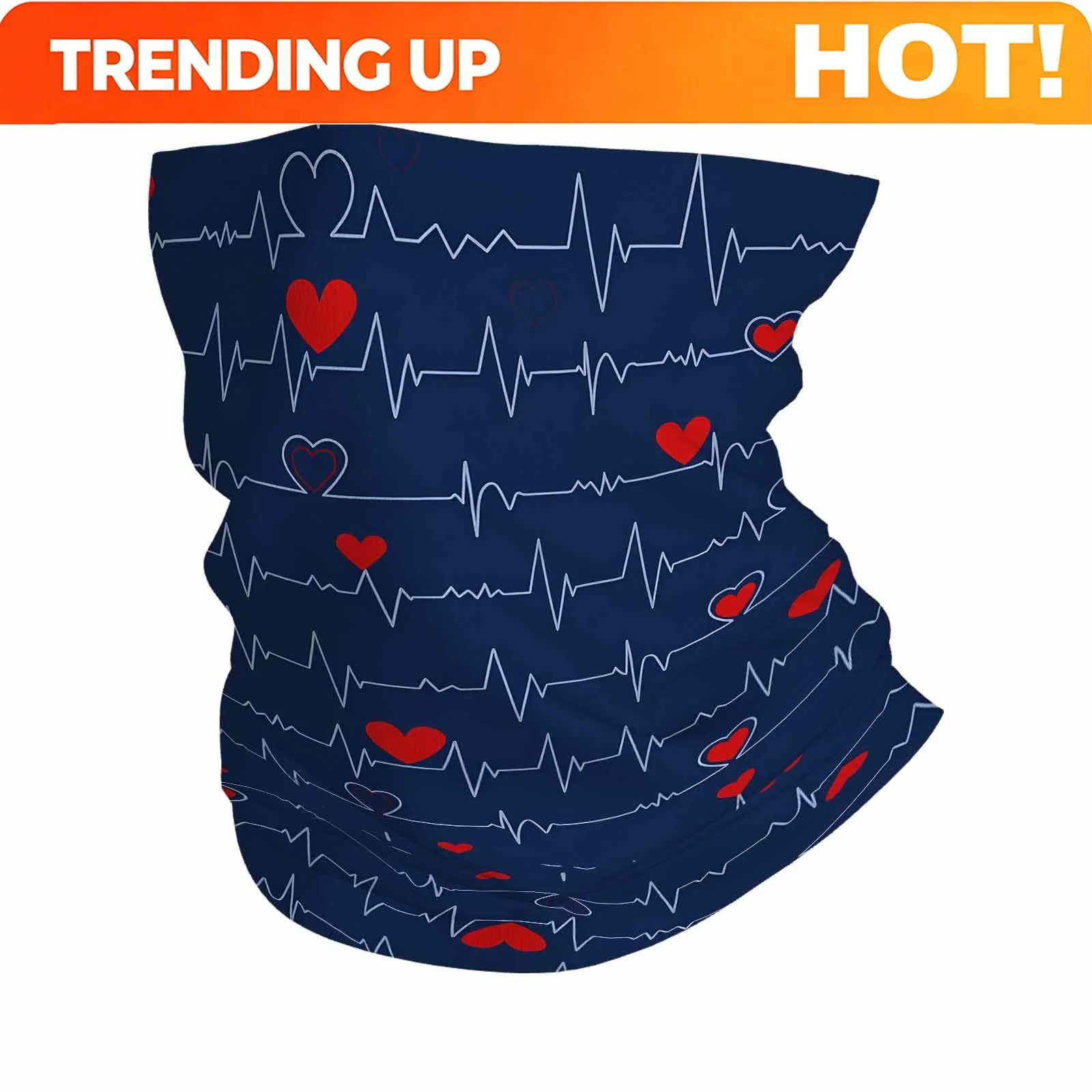 Customization ECG, Heart Shapes, Pulse Lines Novel Design Multi-Functional Printed Scarf Suitable For Outdoor Men Women Unisex