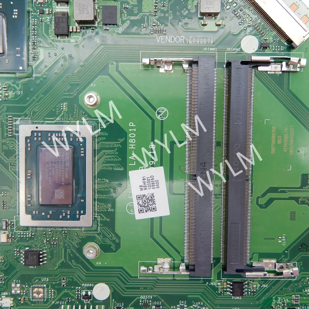 EH5LP LA-H801P R3/R5/R7 CPU 216-0923020 GPU Laptop Motherboard For Acer Aspire A515-43G A515-43 Notebook Mainboard Test OK