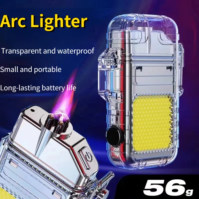 2024 Latest Men\'s Portable Multi-function Flashlight Arc Lighter Type-C Rechargeable Keychain Light Work Light Cigarette Lighter