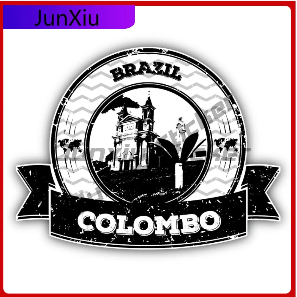 

Colombo Brazil Creative Sticker Stamp Travel Car Decal Bumper Stickers For Door Trim Anime Style SUV Use Waterproof Vinyl Dec