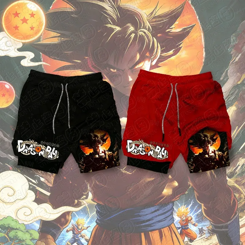 Dragon Ball Anime Bedruckte Shorts Herren Sommer 2026 Sport Schnelltrocknende Atmungsaktive Damen Freizeit-Zwei-in-Eins-Sporthose