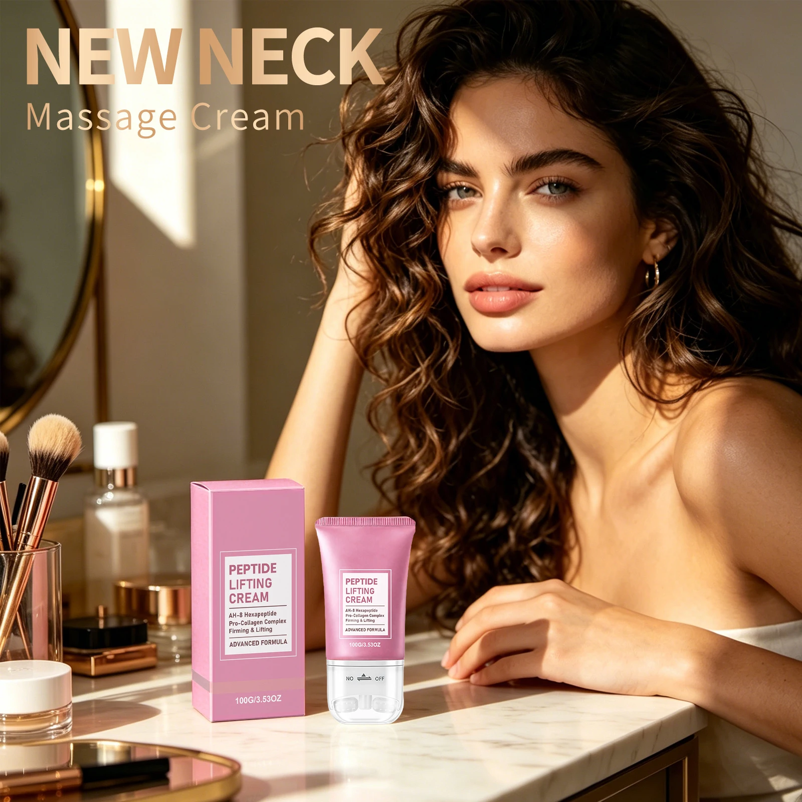 New Neck Cream Rollers For Women Nourishing Tightening Dark Neck Crepey Skin With Message Roller Double Chin Necks Care Products