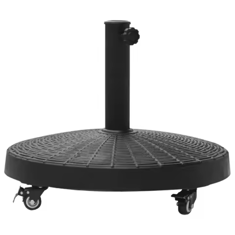 Heavy Duty 50 lbs Patio Umbrella Base with Wheels, Outdoor Deck Stand, Black