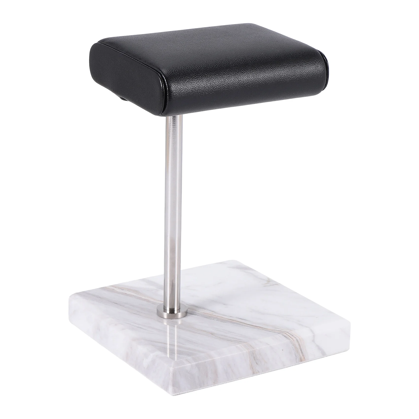 NN89R الأبيض الرخام ووتش سوار عرض موقف أسود بو الجلود والمجوهرات حامل ساعة الوقوف الفضة اللون قضيب وضع الوقوف