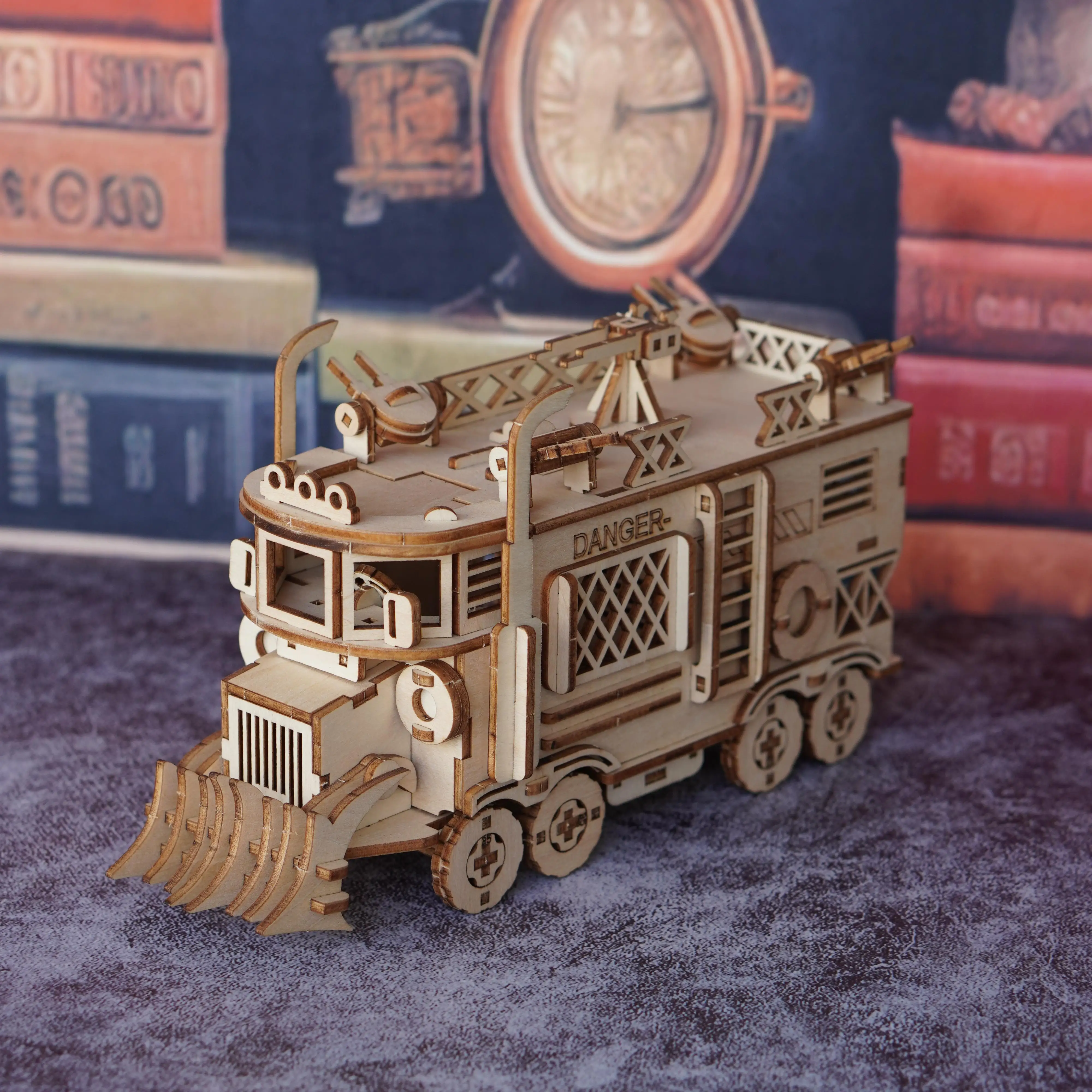 Modelo de camión de batalla de rompecabezas de madera 3D, modelo de ensamblaje DIY de tanque Mecha Doomsday, modelo de rompecabezas 3D de vehículo blindado