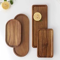 Solid Wooden Tray Rectangular Plate Fruit Snacks Food Storage Trays Hotel Home Oval Serving Tray Decorate Supplies