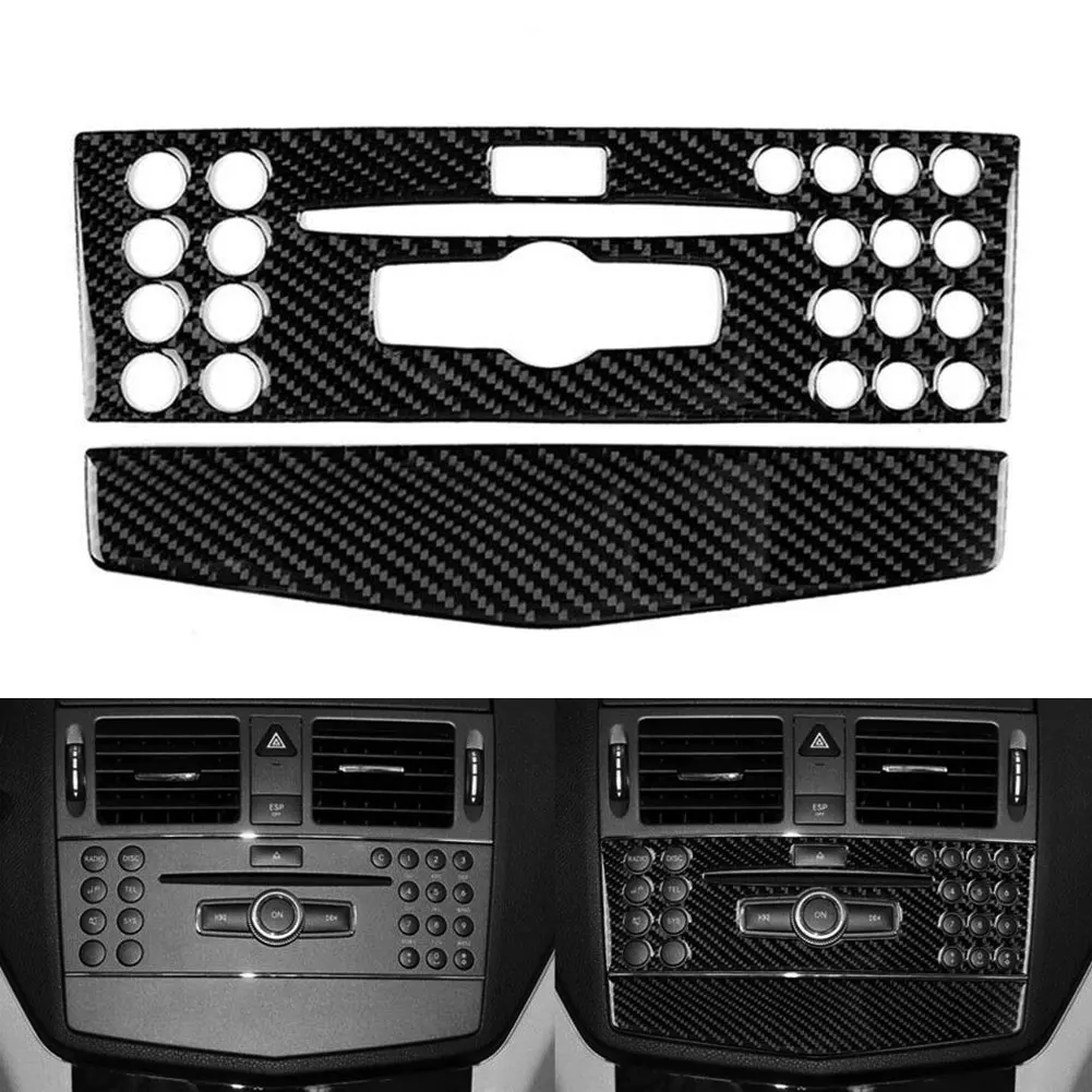 Parts CD Cover Trim Carbon Fiber Central Console Fittings For Benz C-class W204 Replacement 2 Pcs/set Brand New