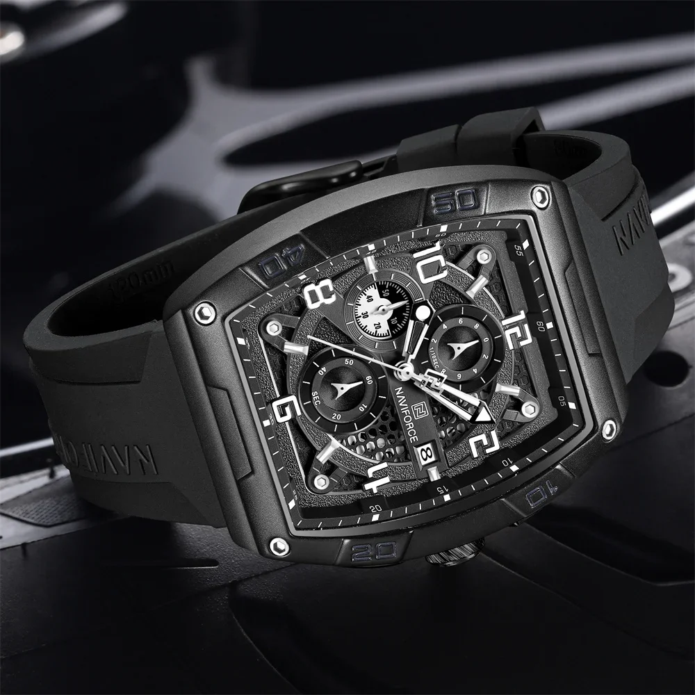 NAVIFORCENF8052 Chronograph Men Wristwatch Top Brand Luxury Military Sport Watch Business Quartz Waterproof Original Clock