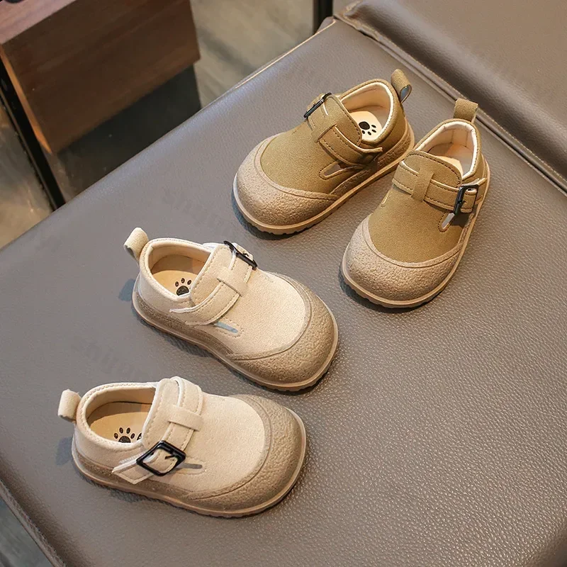2025 New Boys Girls Casual Shoes Children Fashion Buckle Round-toe Britain Style Loafers Kids Unisex Shoes Baby First Walkers