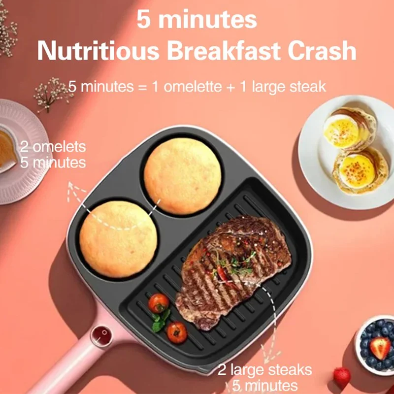 Electric Fryer Breakfast Machine Steak Egg Pan Non-stick Pan Holes Cooking Egg Ham Pans Pancak Maker