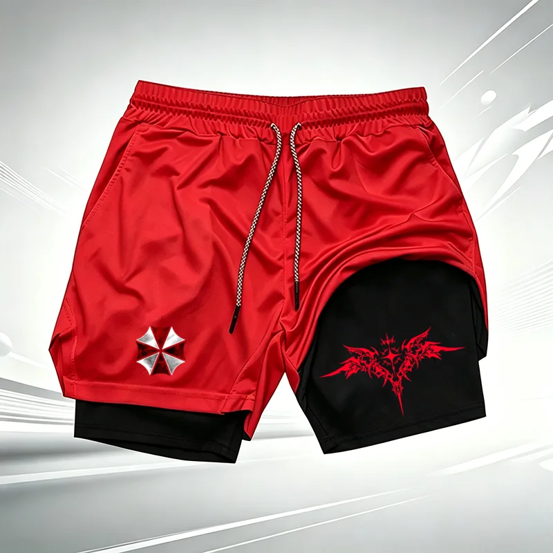 2-in-1-Kompressions-Laufshorts für Herren mit Evil Umbrella Corp-Aufdruck, schnell trocknend, doppellagig, für Fitness, Workout, Training, Sportshorts wx282 – Detail 5
