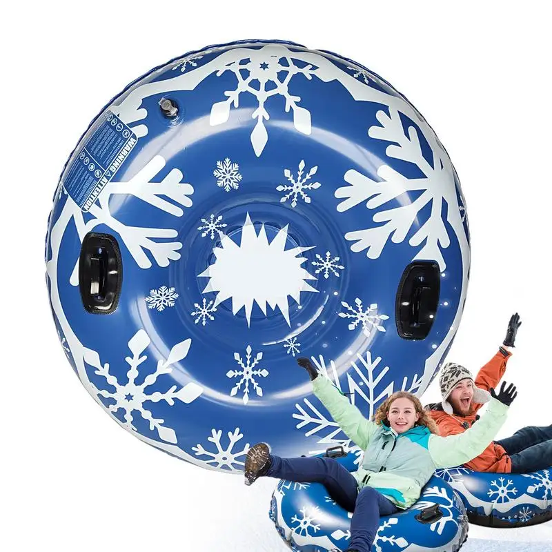 Inflatable Snow Sled 47 Inches Inflatable Winter Ski Rings Cold-Resistant Winter Snow Toys Heavy-Duty Snow Sledding Tube