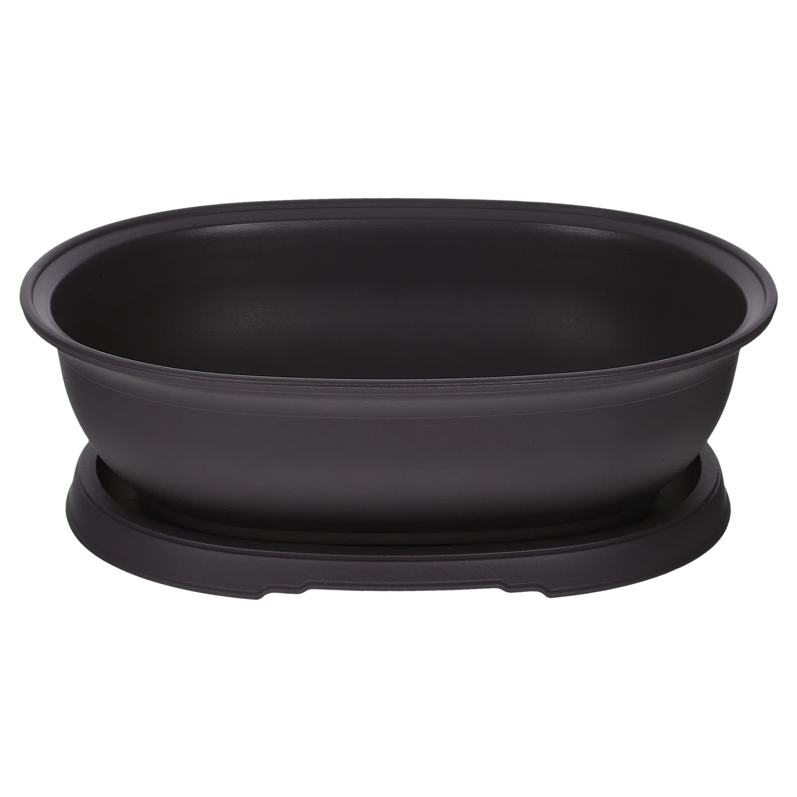 

Orchid Pot Bonsai Tree Oval Flower Planter Japanese-style Plastic Pots Container Dark Brown