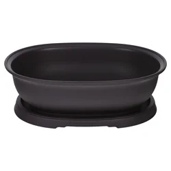 1 set Oval Plastic Flowerpot Bonsai Pot Garden Plant Container Succulent Planter Pot With Saucer Planting Pot For