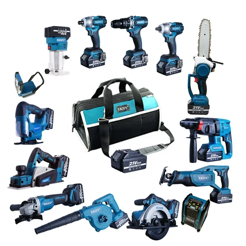 

EKIIV 18v 21v 4.0ah5.0ah 6.0ah 2.0ah high quality cheap price 14pcs in one kit carpenter tools cordless combo kit