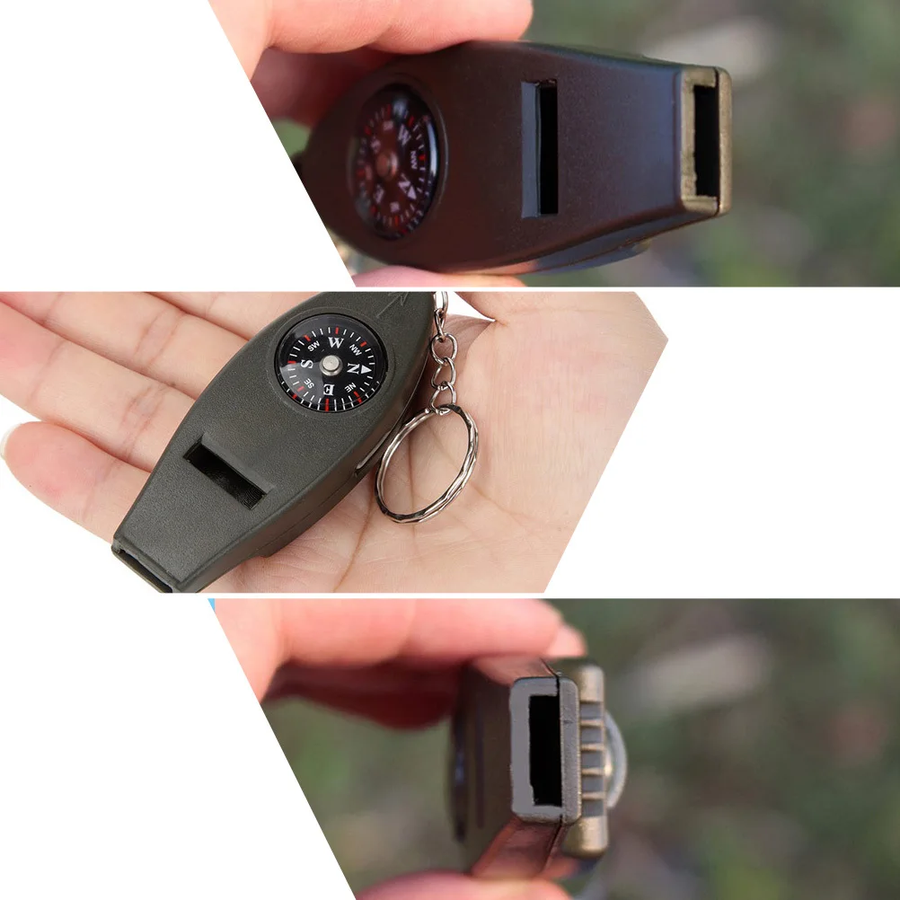 

3Pcs Survival Whistle Multifunctional Outdoor Emergency Tool with Built-in Compass Thermometer Loud for Hiking Fishing Boating
