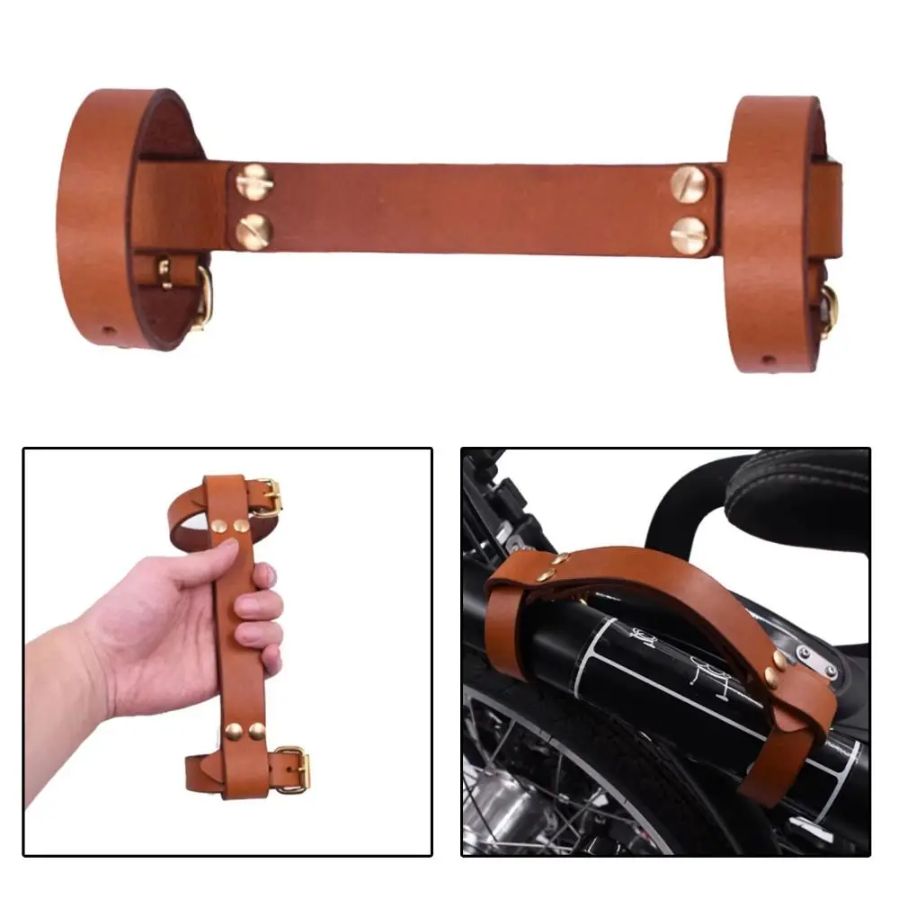 Top Layer Leather Bike Handle Strap Removable Portable Bicycle Frame Carrying Lifter Comfortable Grip Durable