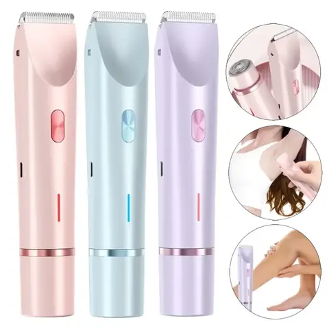Vrouwen Elektrische Scheerapparaten 2 in 1 Dual-Head Pijnloos Bikini Trimmer Nat Droog Gebruik voor Dames Schaamhaar Afneembare Hoofd Elektrisch Scheerapparaat