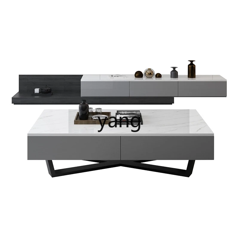 LH marble coffee table telescopic TV cabinet combination modern minimalist designer living room