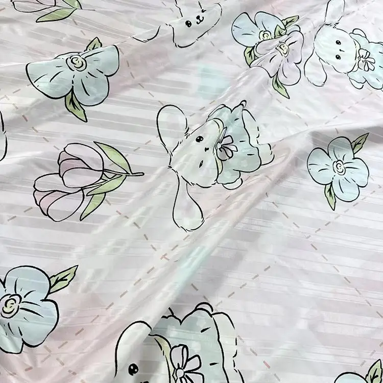 158 Wide 26 MM, Cartoon Rabbit, Silk Cotton Satin Strip Fabric, Children's Silk Bedding Fabric Silk