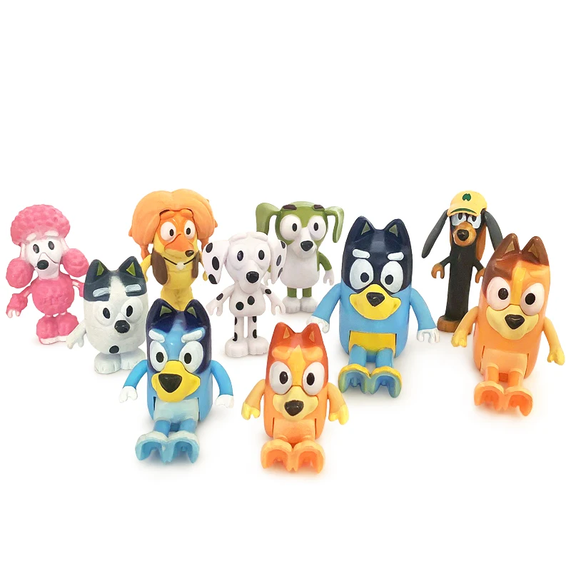 Bingo And Bluey Family Series Anime Action Figure Model Cute Mini PVC Dolls Ornaments Kids Birthday Decoration Toys Gift