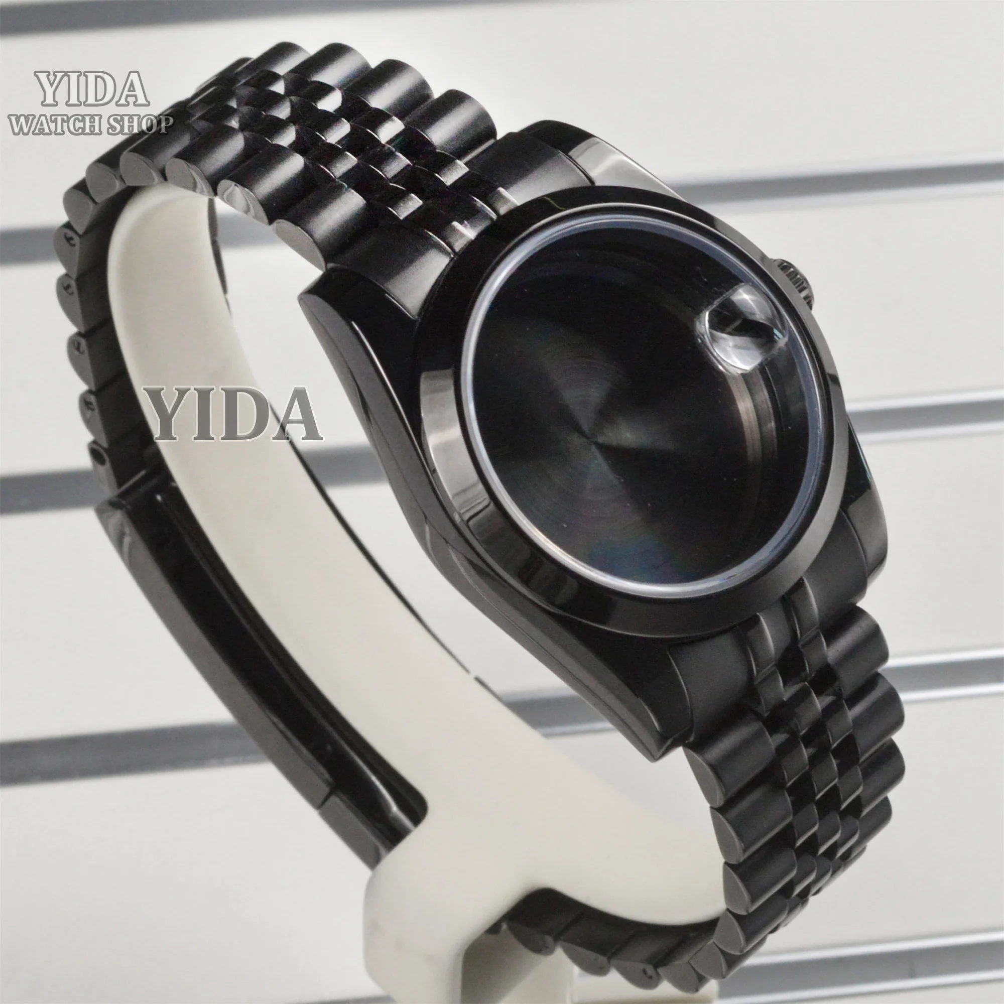 36/39mm Mod Watch Case 5 links Strap Band PVD Black Stainless Steel For Adjustable NH35 NH36 Movement Bracelet Sapphire Crystal