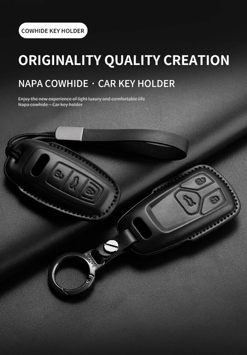 Auto Schlüssel Shell Fob Für Audi A4 A4L A5 Q5 Q7 TT TTS 8S B9 2016 2017 2018 Leder auto Fernbedienung Schlüssel Fall Abdeckung Schlüsselbund Zubehör – Detail 2