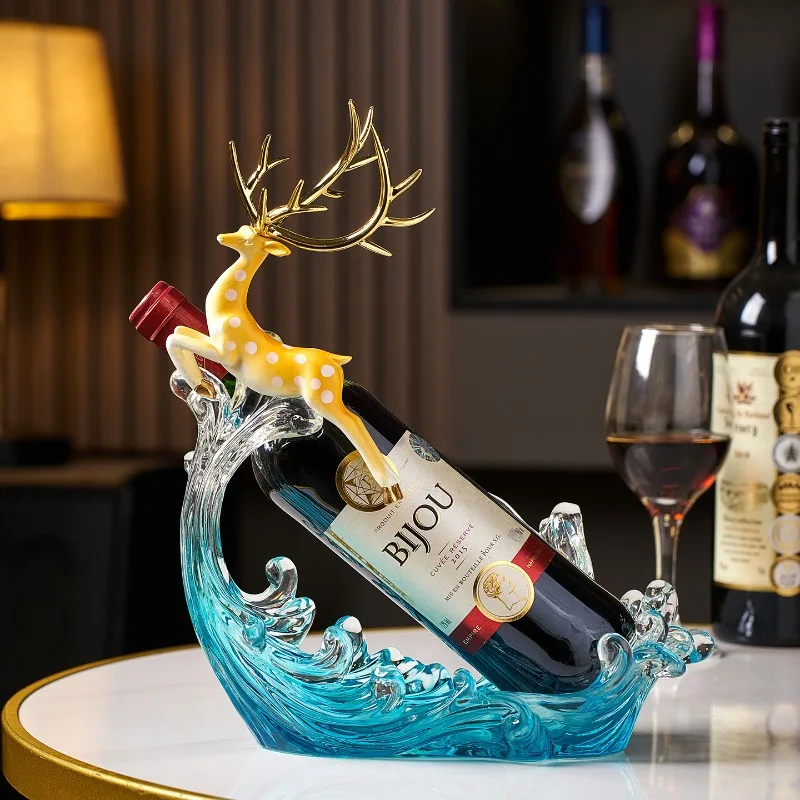 Statuette Wind Water Rise,Artistic Ornaments,Living Room Wine Cabinet Red Wine Rack Desktop Fawn Figurine Decoration