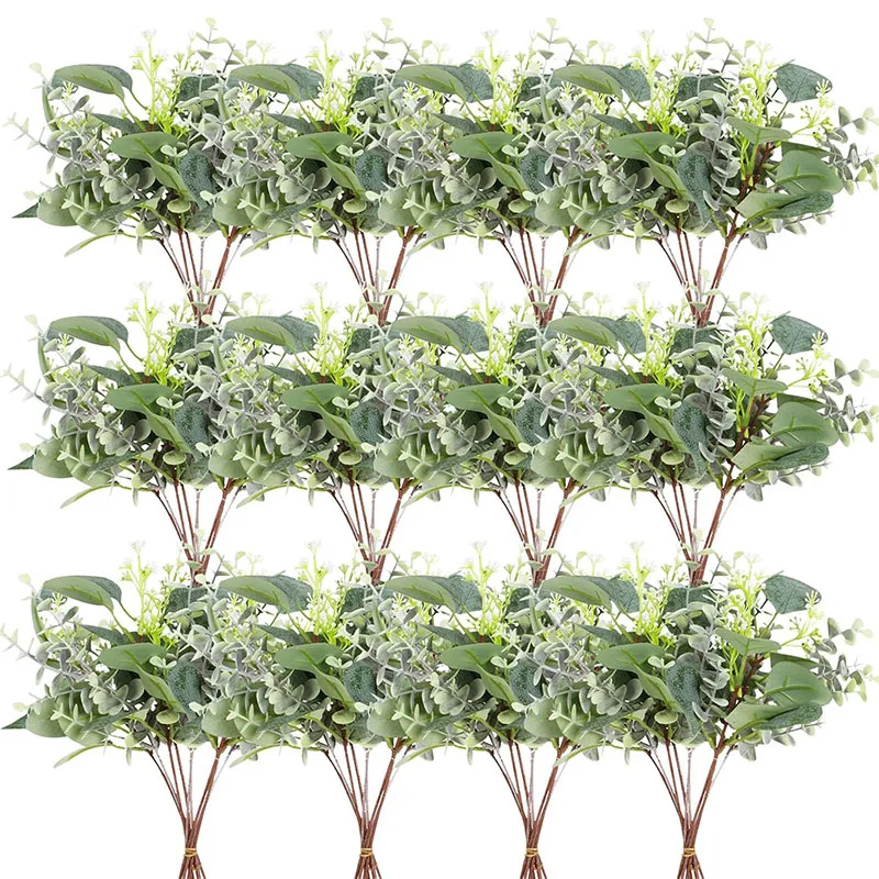 

Artificial Greening Eucalyptus Stem Silver Dollar Eucalyptus Leaves for Family Wedding Vase Center Bouquet Flower Arrangement