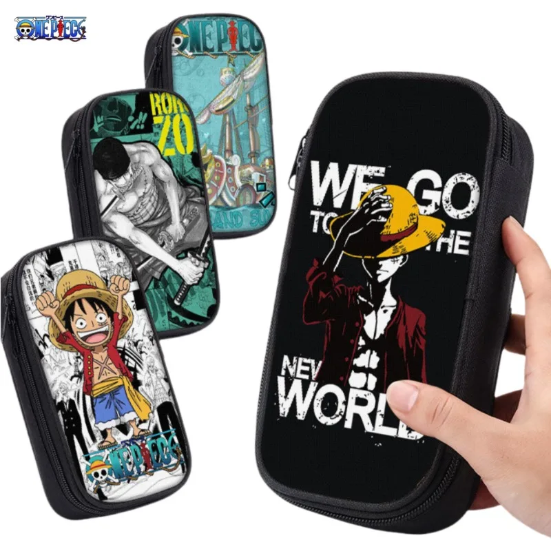 

One Piece Luffy Zoro Anime Peripheral Cartoon Large Capacity Stationery Storage Bag Student Portable Pencil Bag Gift for Boys