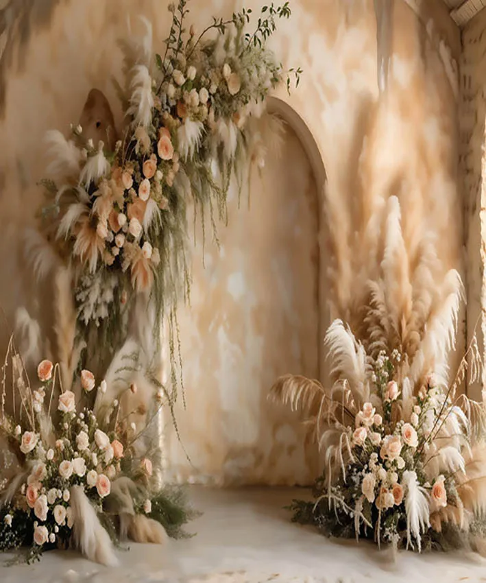 Mehofond Photography Background Boho Floral White Room Arch Adult Birthday Wedding Maternity Portrait Decor Backdrop Photo Studi