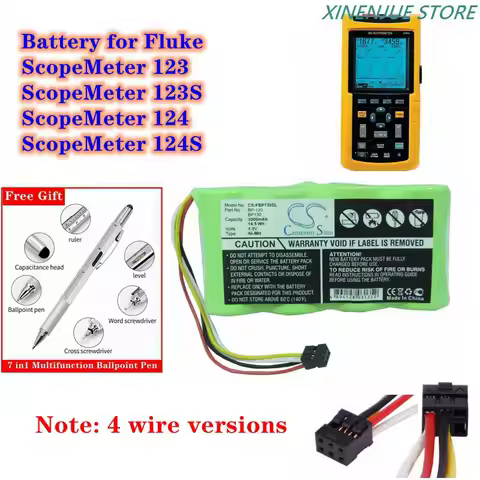 Equipment,Survey,Test Battery 4.8V/3000mAh BP130 for Fluke ScopeMeter 123,123S,124,124S,Please check whether there are 4 wires