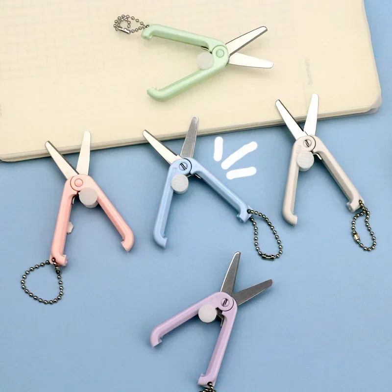 Mini Portable Folding Scissors Morandi Utility Knife Simple Paper Cutting Tool Korean Stationary Scissors Office School Supplies