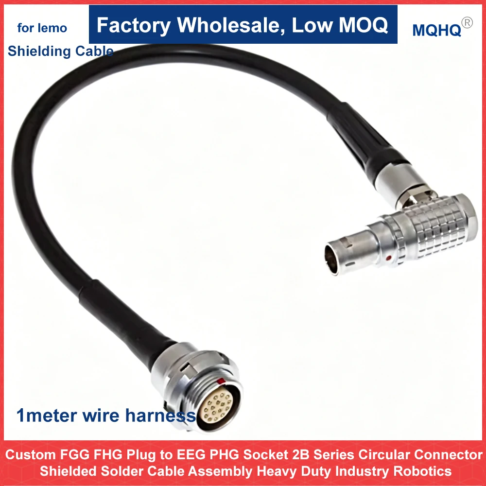 Custom FGG FHG Plug to EEG PHG Socket 2B Series Circular Connector Shielded Solder Cable Assembly Heavy Duty Industry Robotics