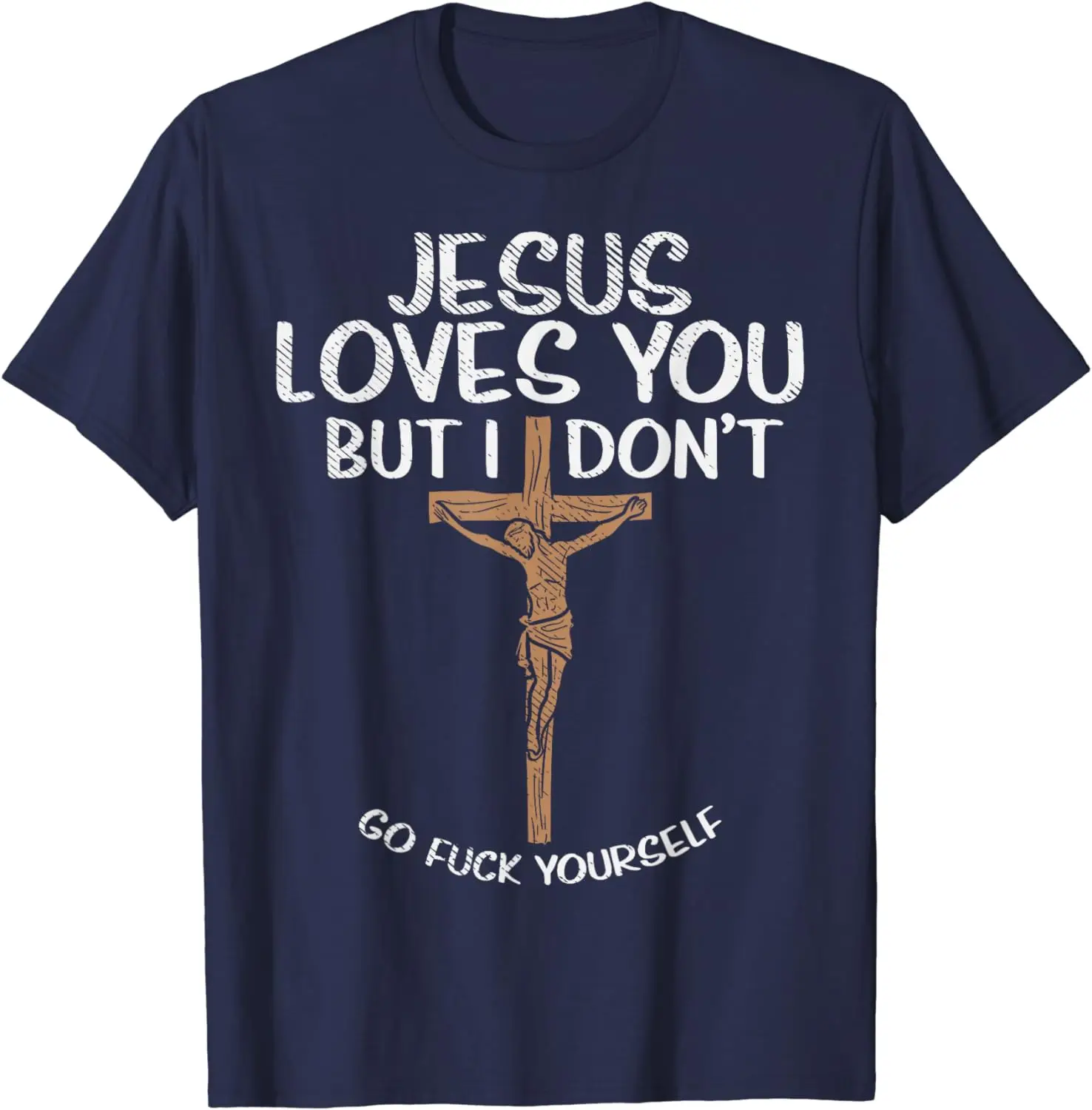 Jesus Loves But I Dont Funny God Cross Christian Gift T-Shirt 100% Cotton Men T Shirt  Graphic Print Tee Tops Streetwear