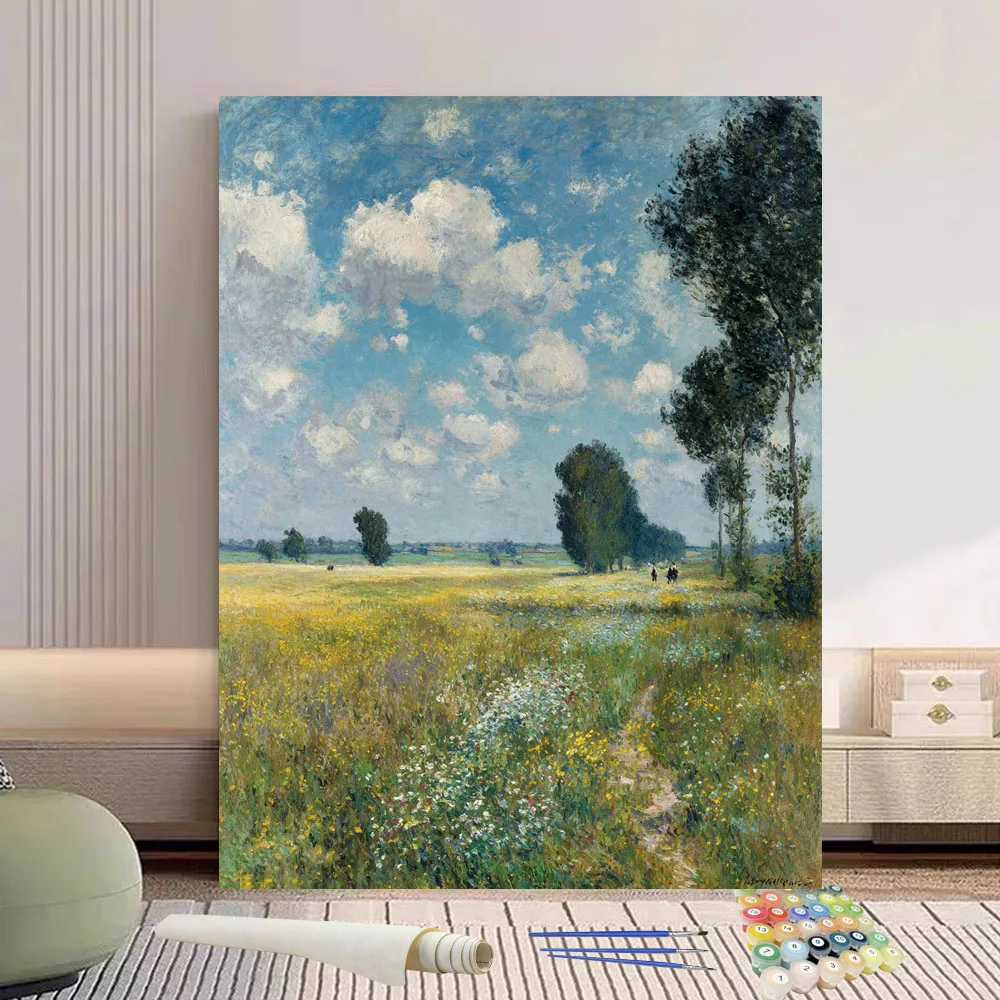 

Картина по номерам Море цветов и неба DIY Ручная роспись маслом Холст Раскраска Уникальный подарок Украшение дома