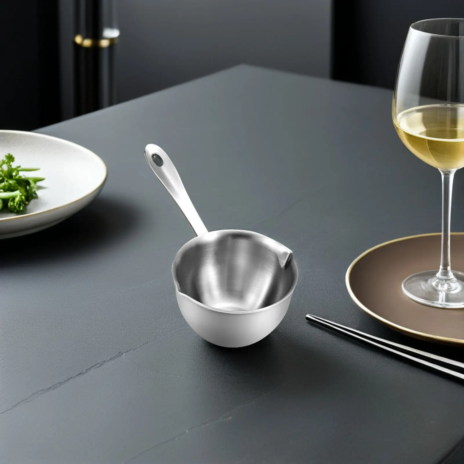 2Pcs Deep Oil Heating Pot Stainless Steel Milk Warmer Mini Sauce Pan 125Ml Even Heat Distribution Spill Proof Cooking Pan